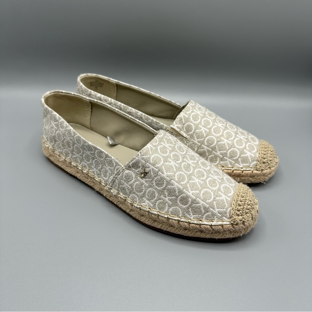 Calvin Klein Womens Flats Shoes Espadrille Monogram Signature Logo Size 10M